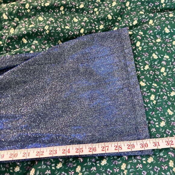 NWT Shasa Shiny Wide Leg Pants Womens L Pull On Blue Sparkling Rave Disco - Picture 13 of 13
